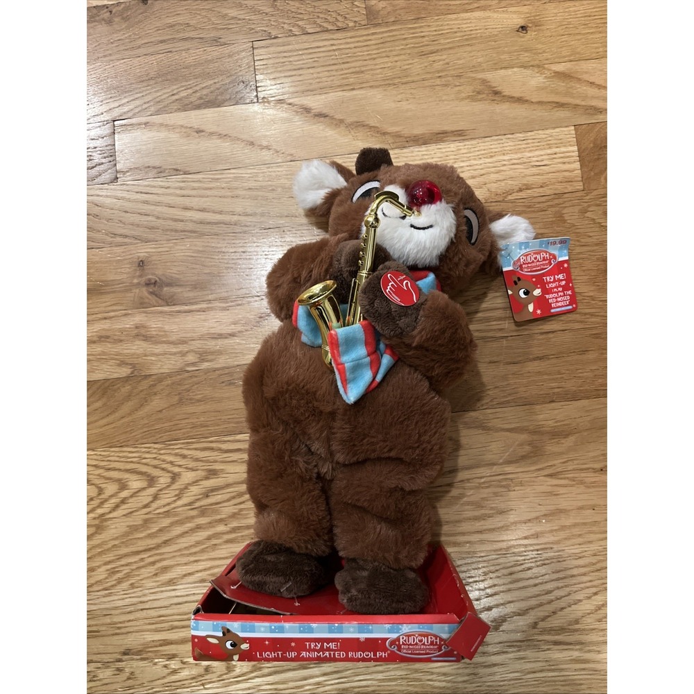 Rudolph Red Nosed Reindeer ~ Animated ~ Musical Playing Saxophone & Lighted Nose
